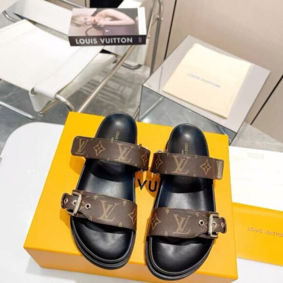 LV Louis Vuitton Monogram Brown Sandals women’s - Picture 1 of 8